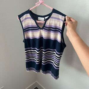90s purple striped knit sweater vest